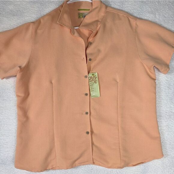Cubavera Women’s XXL Peach Button-Down Blouse Short Sleeve - Picture 5 of 15